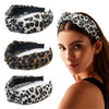 Women's Cloth Handwoven Leopard Print And Plaid Widebrimmed Knotted Headband Headwear