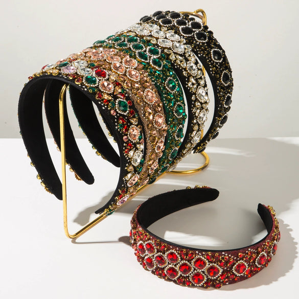 Women's Cloth Headband Fashion Retro Baroque Style Set With Diamonds