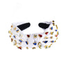 Women's Cloth Headband With Pleated Knot And Diamond Embellishment Fashion Geometric Full Diamond Hair Accessory