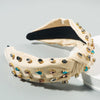 Women's Cloth Headband With Pleated Knot And Diamond Embellishment Fashion Geometric Full Diamond Hair Accessory