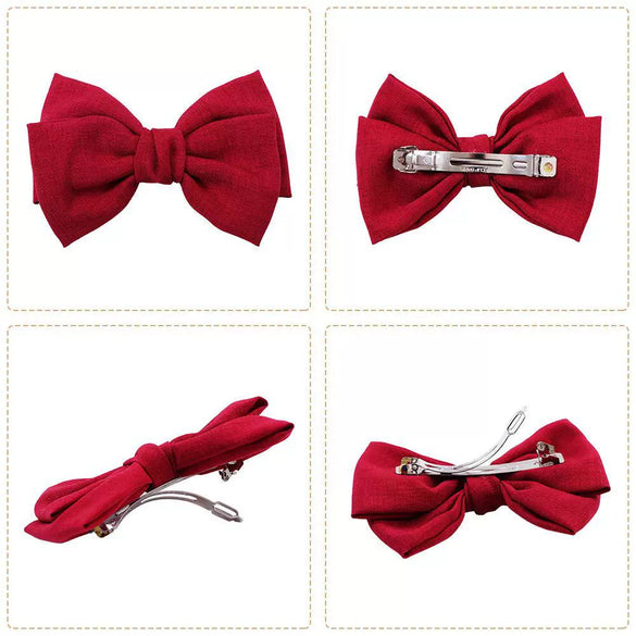 Women's Cloth Minimalist Pure Handmade Knotted Bow Spring Clip Hairpin Headwear Accessories
