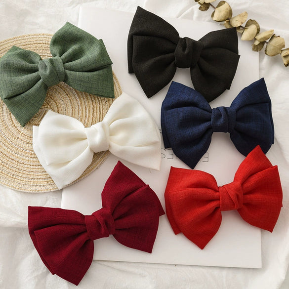 Women's Cloth Minimalist Pure Handmade Knotted Bow Spring Clip Hairpin Headwear Accessories