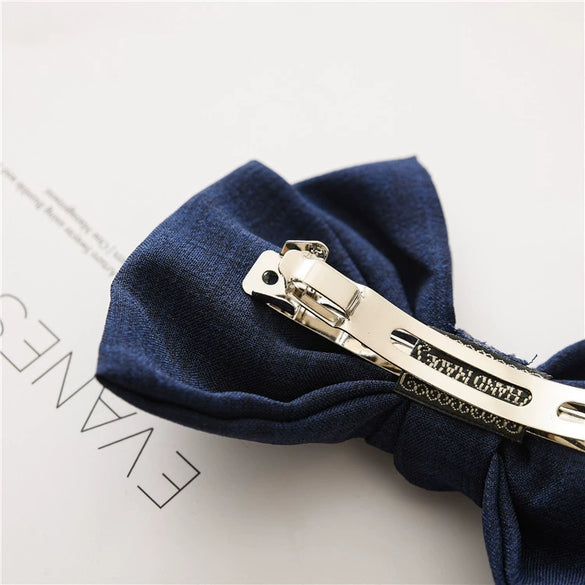 Women's Cloth Minimalist Pure Handmade Knotted Bow Spring Clip Hairpin Headwear Accessories