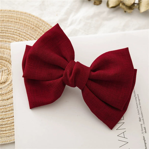 Women's Cloth Minimalist Pure Handmade Knotted Bow Spring Clip Hairpin Headwear Accessories