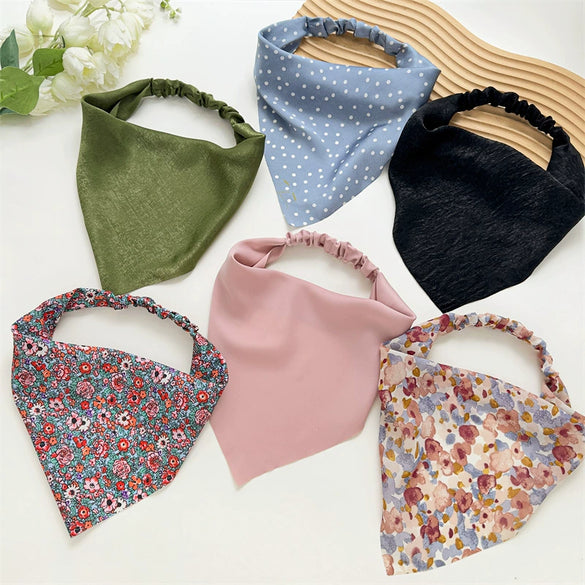 Women's Cloth Satin Bag Scarf Hair Elastic Belt Triangle Geometric Hair Accessories