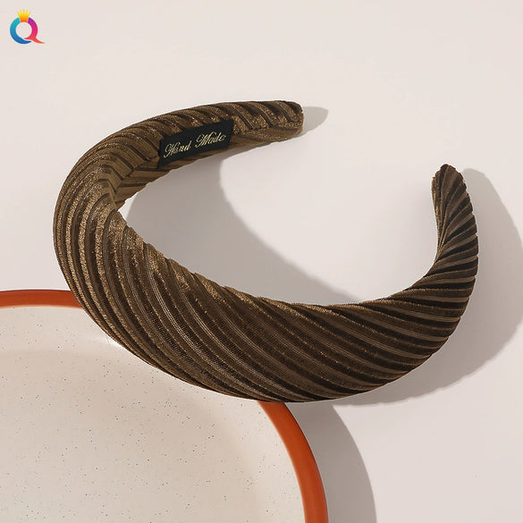 Women's Cloth Solid Color Widebrimmed Stripe Pure Handmade Headband