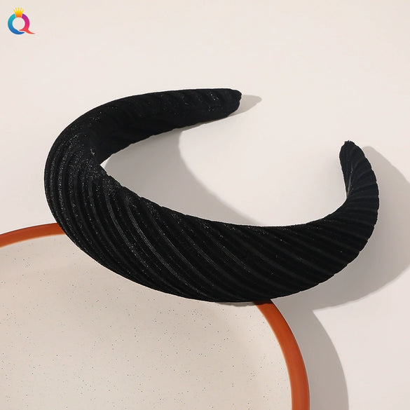 Women's Cloth Solid Color Widebrimmed Stripe Pure Handmade Headband
