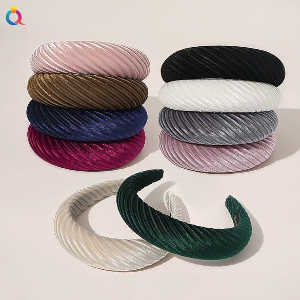 Women's Cloth Solid Color Widebrimmed Stripe Pure Handmade Headband