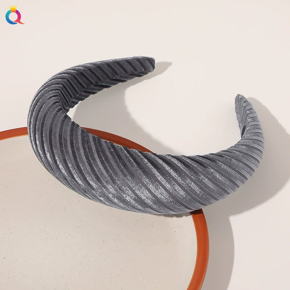 Women's Cloth Solid Color Widebrimmed Stripe Pure Handmade Headband