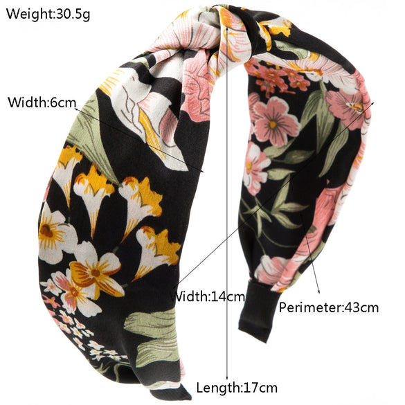 Women's Cloth Widebrimmed Flower Headband With Printing Bohemian Style Fashion Hair Accessories