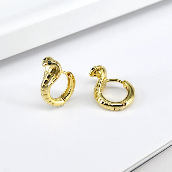 Women's Cobra Snake Shaped Earrings With Silver Needle And Copper Electroplated Animal Style Metal Fashion Earrings