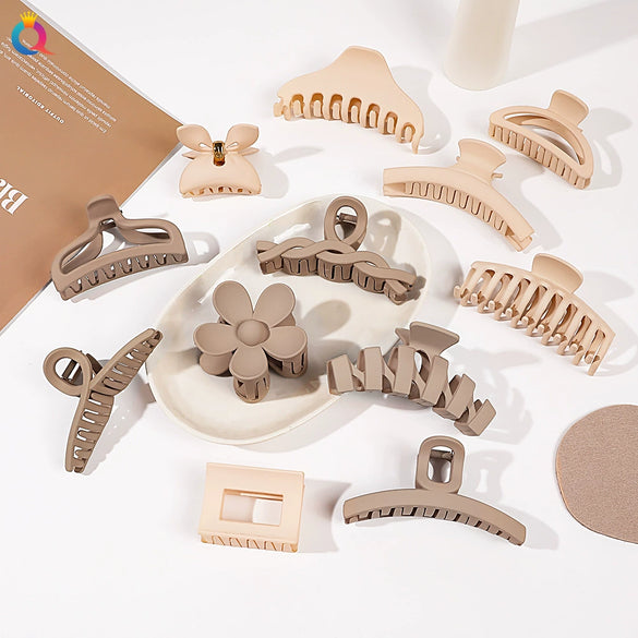 Women's Coffee Brown Frosted Shark Hair Clip Handmade Fashion Hair Accessory In Ps Abs And Pc