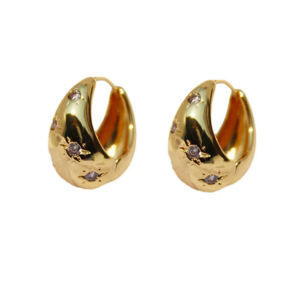 Women's Cold Style Copper Eightpointed Star Water Drop Earrings With Microencrusted Zircon And Electroplating