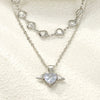 Women's Cold Style Copper Heart Shaped Geometric Stacked Clavicle Necklace With Electroplating