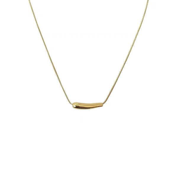 Women's Cold Style Eggplant Geometric Titanium Steel Goldplated Smile Pendant Ochain Necklace
