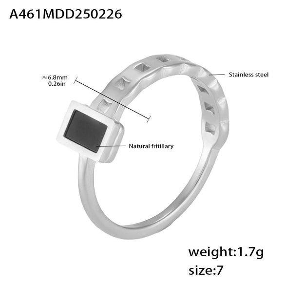 Women's Cold Style Long Square Geometric Stainless Steel Chain Ring With Electroplating