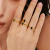 Women's Cold Style Long Square Geometric Stainless Steel Chain Ring With Electroplating