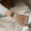 Women's Cold Style Square Alloy Case Steel Band Quartz Watch With Ordinary Glass Mirror