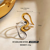 Women's Color Block Stainless Steel Geometric Line Ring With Two Tone Gold And Silver Electroplated Finish