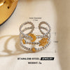 Women's Color Block Stainless Steel Geometric Line Ring With Two Tone Gold And Silver Electroplated Finish