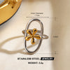Women's Color Block Stainless Steel Geometric Line Ring With Two Tone Gold And Silver Electroplated Finish