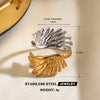Women's Color Block Stainless Steel Geometric Line Ring With Two Tone Gold And Silver Electroplated Finish