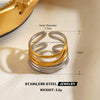 Women's Color Block Stainless Steel Geometric Line Ring With Two Tone Gold And Silver Electroplated Finish