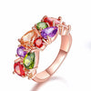 Women's Color Crystal Zircon Ring With Geometric Design Rose Gold Jewelry