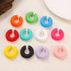 Women's Color Matte Thick Round C Shaped Hole Free Ear Clip Earrings Geometric Pattern Painted Finish