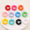 Women's Color Matte Thick Round C Shaped Hole Free Ear Clip Earrings Geometric Pattern Painted Finish