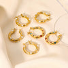 Women's Colored Diamond Stainless Steel And 18K Gold Geometric Style Electroplated Earrings
