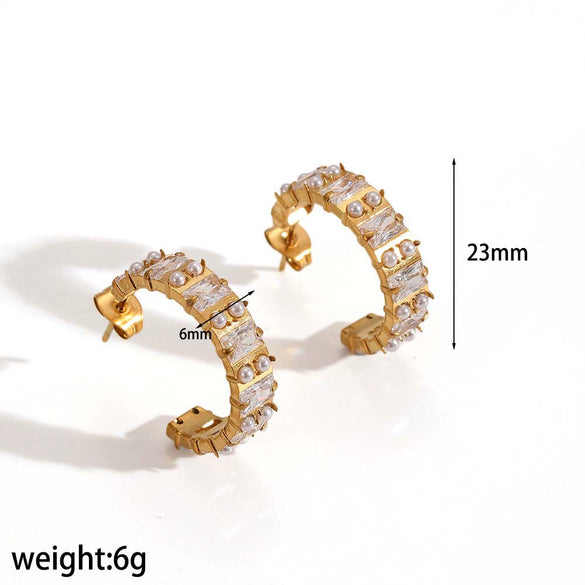 Women's Colored Diamond Stainless Steel Geometric Electroplated Highend Earrings