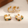 Women's Colored Diamond Stainless Steel Geometric Electroplated Highend Earrings