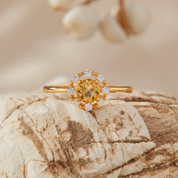 Women's Colored Gemstone Ring Jewelry Set S925 Sterling Silver Geometric Style Set With Gemstones