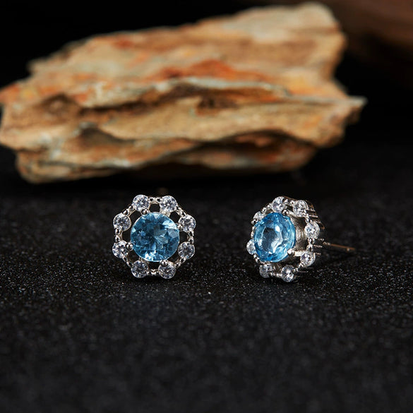 Women's Colored Gemstone Ring Jewelry Set S925 Sterling Silver Geometric Style Set With Gemstones