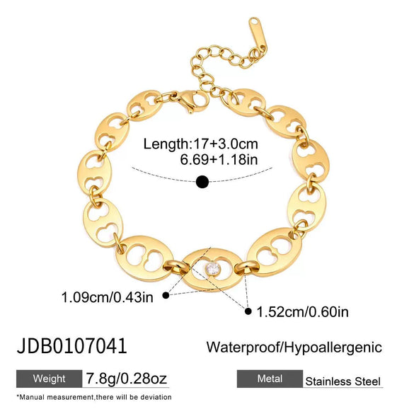 Women's Colored Zircon Stainless Steel Bracelet With Geometric Design And Plated Finish Hypoallergenic Fashion Jewelry
