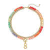 Women's Colorful Beaded Natural Stone Necklace With Layered Heart Pendant Copper Electroplated Bead Chain Clavicle Necklace