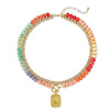 Women's Colorful Beaded Natural Stone Necklace With Layered Heart Pendant Copper Electroplated Bead Chain Clavicle Necklace