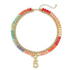 Women's Colorful Beaded Natural Stone Necklace With Layered Heart Pendant Copper Electroplated Bead Chain Clavicle Necklace