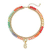 Women's Colorful Beaded Natural Stone Necklace With Layered Heart Pendant Copper Electroplated Bead Chain Clavicle Necklace