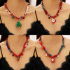 Women's Colorful Christmas Resin Geometric Pendant Necklace With Alloy Charm And Hand Knitted Design