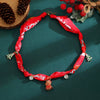 Women's Colorful Christmas Resin Geometric Pendant Necklace With Alloy Charm And Hand Knitted Design