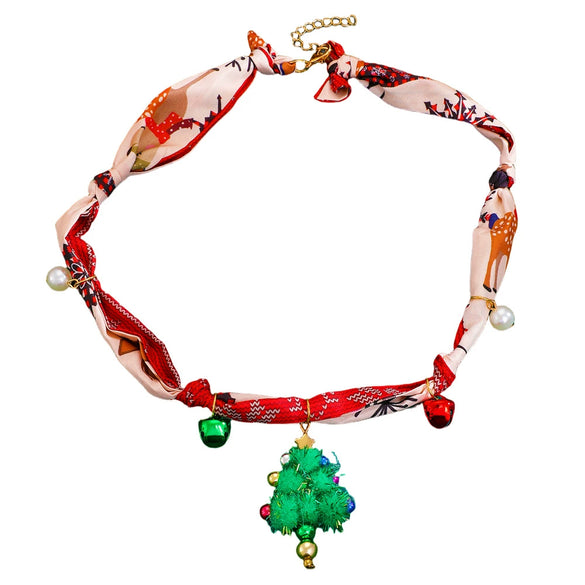 Women's Colorful Christmas Resin Geometric Pendant Necklace With Alloy Charm And Hand Knitted Design
