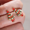 Women's Colorful Christmas Tree Earrings Cartoon Starshaped Copper Jewelry With Electroplated Finish And Festive Holiday Design