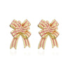 Women's Colorful Copper Bow Earrings With Dripping Oil Finish Christmas Style Sweet Jewelry