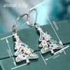Women's Colorful Copper Christmas Tree And Star Shaped Earrings Festive Holiday Jewelry