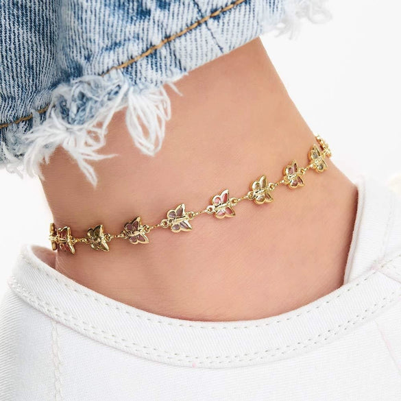 Women’s Colorful Copper Geometric Anklet Delicate Elegant Simple Ankle Chain Fashion Jewelry Gift