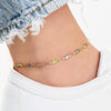 Women’s Colorful Copper Geometric Anklet Delicate Elegant Simple Ankle Chain Fashion Jewelry Gift
