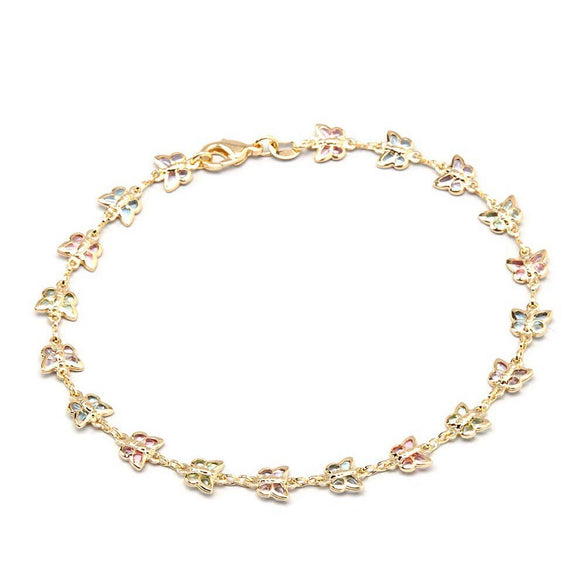 Women’s Colorful Copper Geometric Anklet Delicate Elegant Simple Ankle Chain Fashion Jewelry Gift