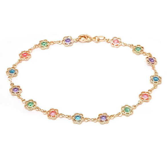 Women’s Colorful Copper Geometric Anklet Delicate Elegant Simple Ankle Chain Fashion Jewelry Gift